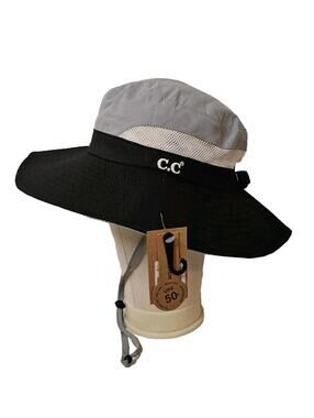 C.C Safari Sun Hat Wide Brim Hat with Ponytail Hole Packable for Travel